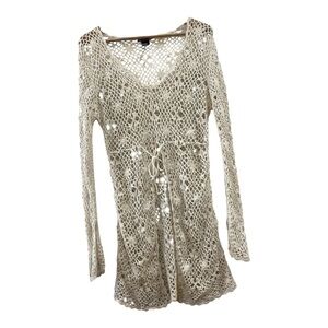 Take Out Ivory Knit Boho Topper Size Large